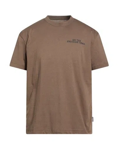 Jack Wolfskin Man T-shirt Dark Brown Size S Organic Cotton