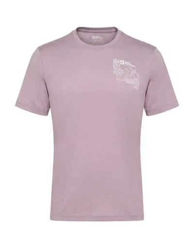 Jack Wolfskin Man T-shirt Lilac Size Xs Polyester In Pink