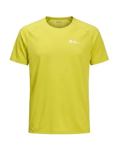 Jack Wolfskin Man T-shirt Lime Green Size S Polyester