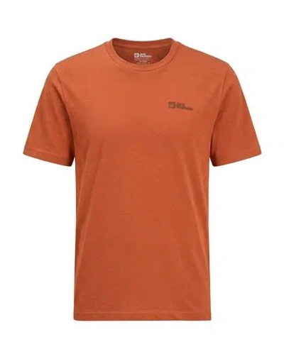 Jack Wolfskin Man T-shirt Rust Size Xs Organic Cotton In Orange