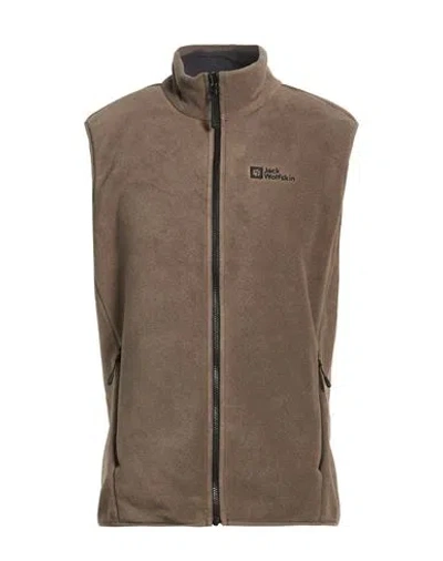 Jack Wolfskin Man Vest Khaki Size Xs Polyester In Brown