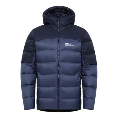 Pre-owned Jack Wolfskin Mens Nebelhorn Hooded Warm Winter Padded Quilted Jacket In Nature Blue