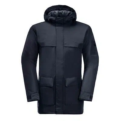 Pre-owned Jack Wolfskin Mens Winterlager Parka Jacket Coat Outerwear In Night Blue