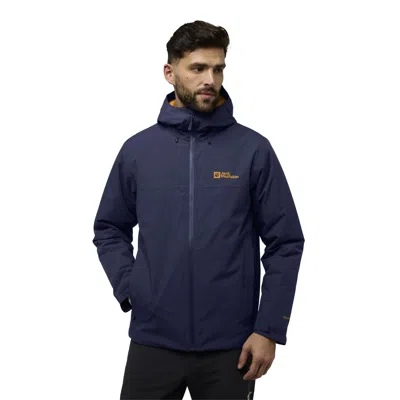 Pre-owned Jack Wolfskin Mens Wisper Waterproof Insulated Hooded Jacket Coat In Midnight Sky