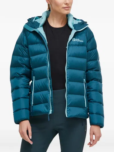 Jack Wolfskin Nebelhorn Hooded Padded Puffer Jacket In Blue