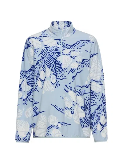 Jack Wolfskin Paw Era 100 Fleece-texture Abstract-print Sweater In Blue