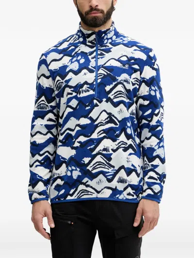 Jack Wolfskin Paw Era 100 Print Hz M Quarter-zip Sweater In Blue