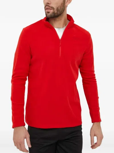 Jack Wolfskin Quarter-zip Fleece Sweatshirt In Red