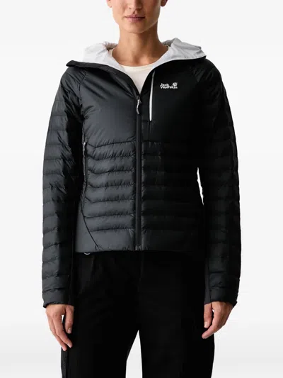 Jack Wolfskin Routeburn Quilted Hooded Jacket In Schwarz