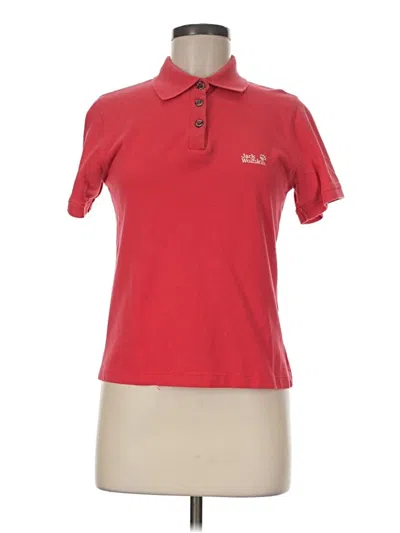 Pre-owned Jack Wolfskin Short Sleeve Top Red Collared Neckline Tops