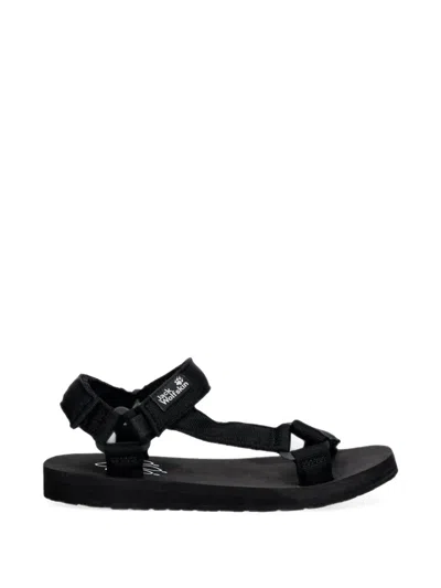 Jack Wolfskin Taiga Touch-strap Sandals In Black
