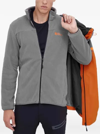 Jack Wolfskin Taubenberg Colour-block Hooded Jacket In Gray