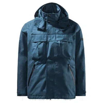 Pre-owned Jack Wolfskin Tech Lab The Utility Jacket Zip Up Hooded Mens Navy Coat 1112291 In Blue