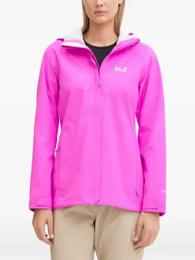 Jack Wolfskin Trailtime Hooded Rain Jacket In Pink