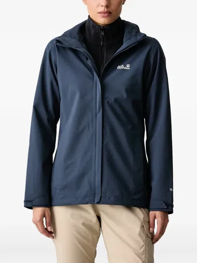 Jack Wolfskin Trailtime Hooded Waterproof Jacket In Blue