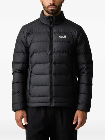 Jack Wolfskin Wild Pass Down Logo-print Quilted Jacket In Black