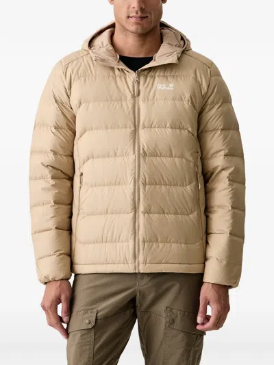 Jack Wolfskin Wild Pass Down Quilted Hooded Jacket In Brown