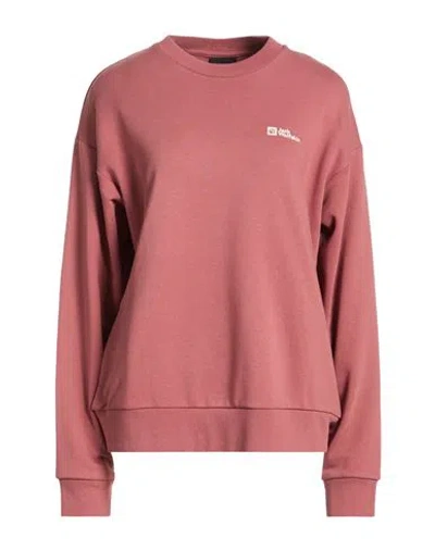 Jack Wolfskin Woman Sweatshirt Antique Rose Size S Organic Cotton In Red