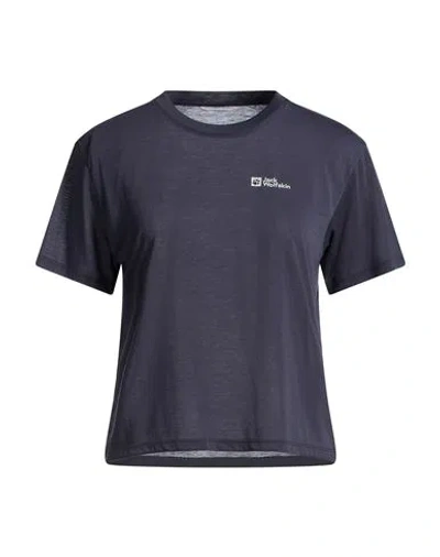 Jack Wolfskin Woman T-shirt Charcoal Size L Recycled Polyester In Blue