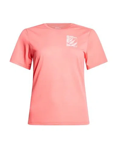 Jack Wolfskin Woman T-shirt Coral Size Xl Polyester In Red