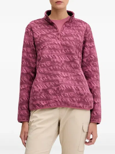 Jack Wolfskin Zipped Patterned Sweatshirt In Pink