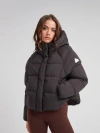 Jack1t Cloud Cropped Hooded Puffer Jacket In Black