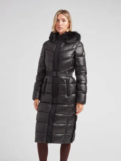 Jack1t Diamond Belted Extra Long Down Coat In Black