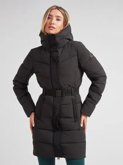 Jack1t Diamond Belted Hooded Down Coat In Black