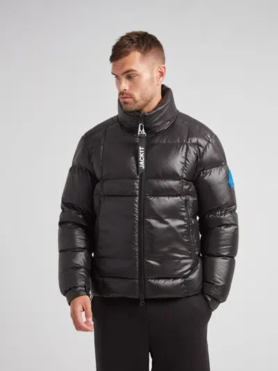 Jack1t Ez Boxed Funnel Neck Puffer Jacket In Black