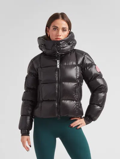 Jack1t Ez Boxed Hooded Cropped Puffer Coat In Black
