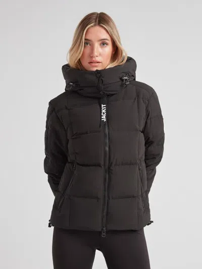 Jack1t Ez Boxed Racer Hooded Puffer Coat In Black
