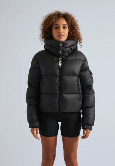 Jack1t High Collar Puffer Jacket In Black
