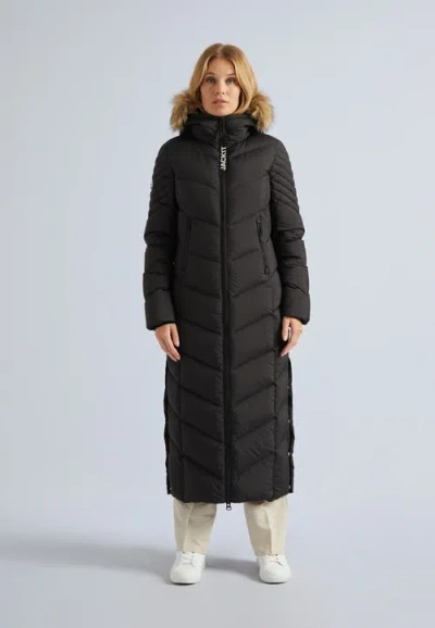 Jack1t High Neck Maxi Puffer Coat In Black/natural
