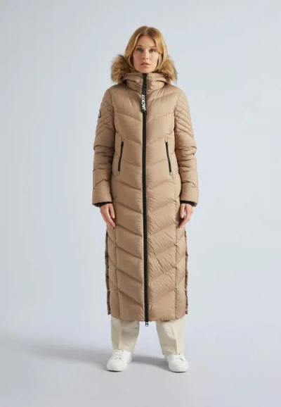 Jack1t High Neck Maxi Puffer Coat In Mink