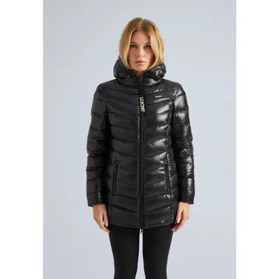 Jack1t Hooded Down Coat Jacket In Black