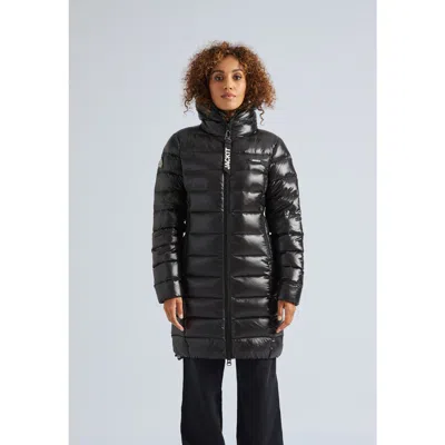 Jack1t Longline Puffer Coat In Black