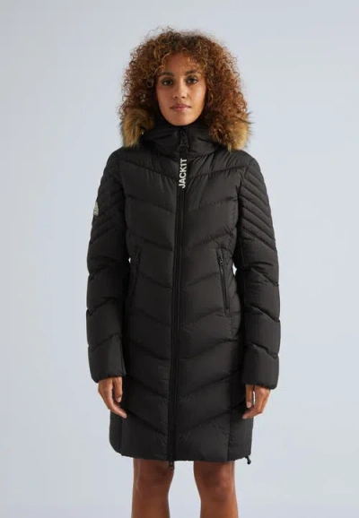 Jack1t Longline Quilted Puffer Coat In Black