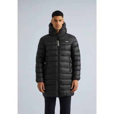 Jack1t Quilted Longline Puffer Coat In Black