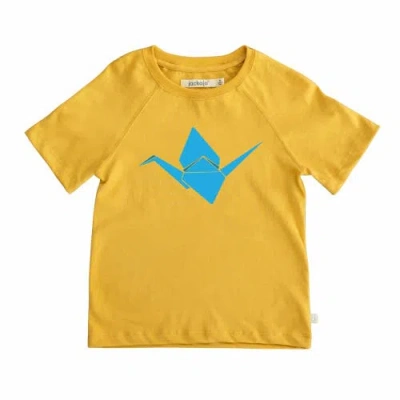 Jackalo Kids' Organic Cotton Paper Crane Graphic T-shirt In Yellow