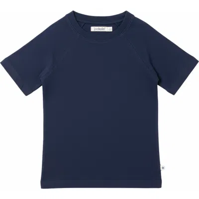 Jackalo Kids' Organic Cotton Raglan T-shirt In Blue