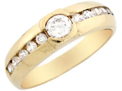 Pre-owned Jackani 10k Or 14k Gold Cz Anniversary Wedding Band Fancy Mens Ring In White