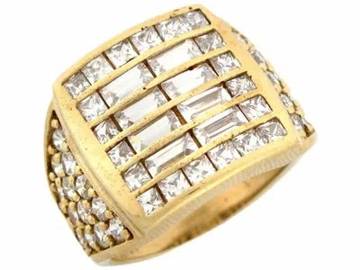 Pre-owned Jackani 10k Or 14k Gold Cz Cluster Hip Hop Large Fancy Mens Ring In White