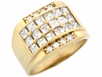 Pre-owned Jackani 10k Or 14k Gold Cz Cluster Hip Hop Large Mens Ring In White