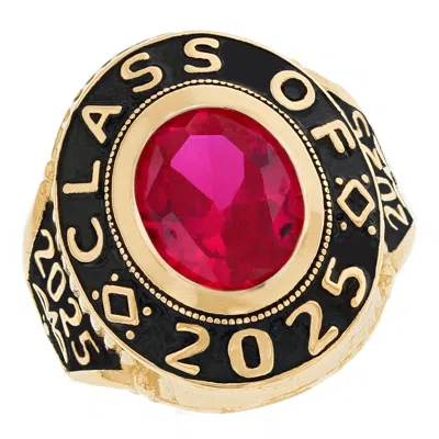 Pre-owned Jackani 10k Or 14k Gold Simulated January Birthstone 2022 Graduation Mens Class Ring In Red