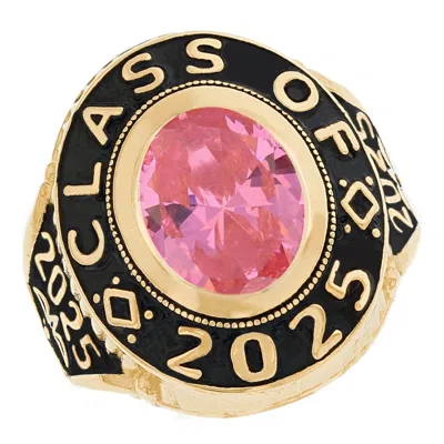Pre-owned Jackani 10k Or 14k Gold Simulated October Birthstone 2022 Graduation Mens Class Ring In Pink