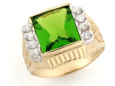 Pre-owned Jackani 10k Or 14k Gold Simulated Peridot August Birthstone Mens Ring In Green