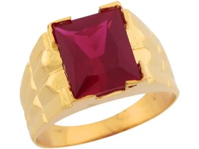 Pre-owned Jackani 10k Or 14k Gold Simulated Ruby July Birthstone Unique Designer Mens Ring In Red