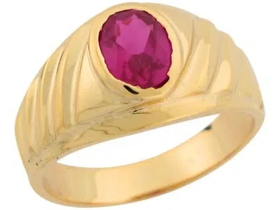 Pre-owned Jackani 10k Or 14k Gold Simulated Ruby July Birthstone Wrap Band Attractive Mens Ring In Red