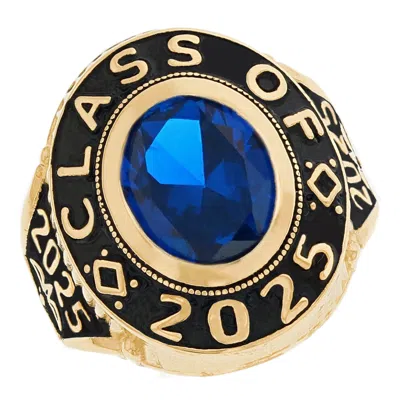 Pre-owned Jackani 10k Or 14k Gold Simulated September Birthstone 2022 Graduation Mens Class Ring In Blue