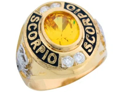 Pre-owned Jackani 10k Or 14k Gold Yellow Cz Simulated November Birthstone Scorpio Zodiac Mens Ring